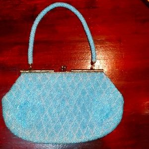 Vintage Aqua Beaded Purse